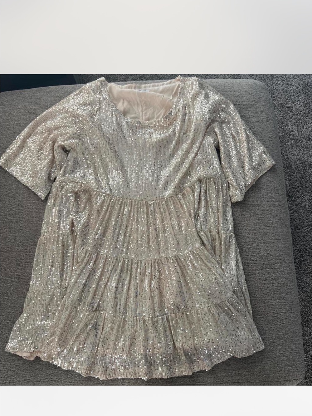 Sparkle Tiered Silver Sequin Women's Babydoll Dress